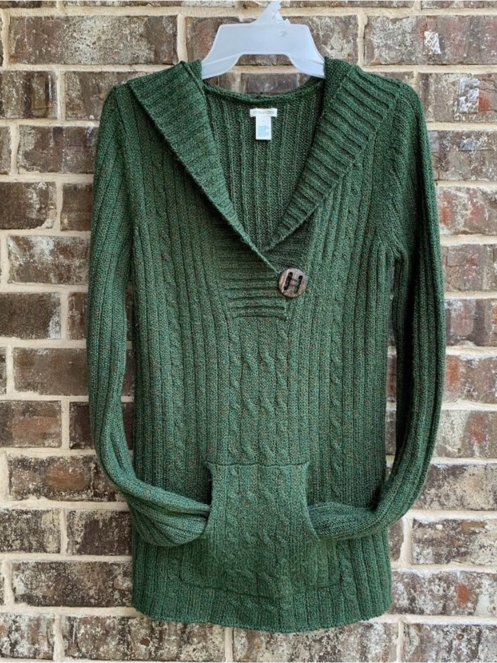 Maurices Women's Olive V-Neck Cable Knit Sweater